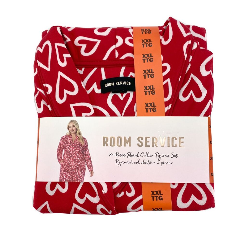 Room Service Women's Heart Print Pyjama Set: 2 Pieces | Matching | Various Sizes